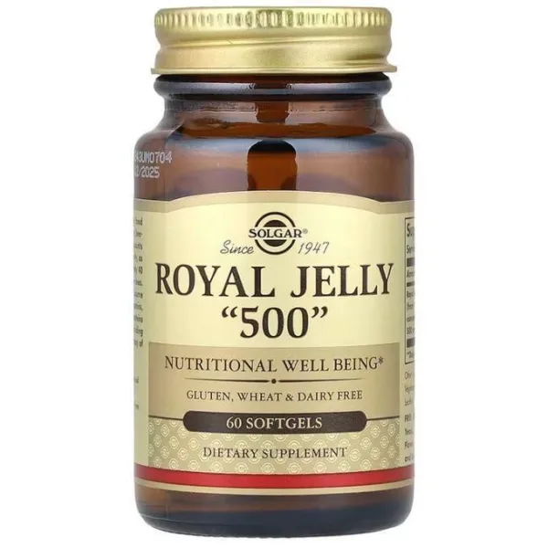 Solgar Gelée Royale 500 mg, Royal Jelly, 60 Gélules - Vitalité & Immunité Naturelle