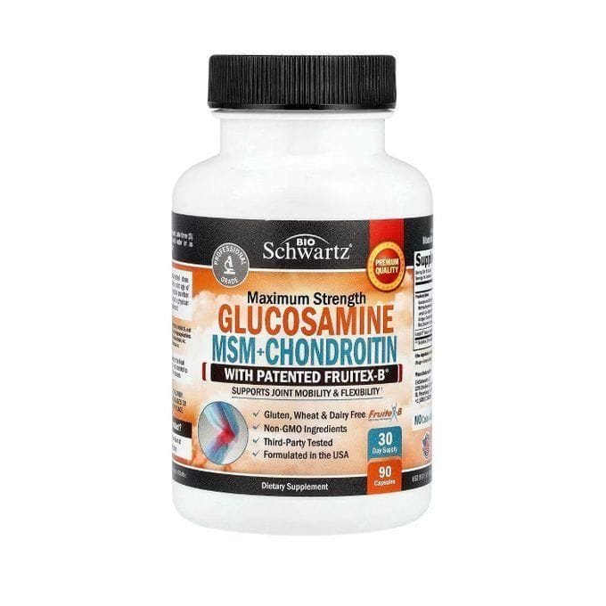 bioschwartz-glucosamine-chondroitine-msm-avec-fruitex-b-brevete-2000-mg-90-capsules BioSchwartz glucosamine chondroitine msm avec Fruitex-B breveté, 2000 mg 90 capsules – Image 1