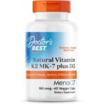 Doctor's BEST Vitamine K2 D3 MK-7 180mcg Soutient la santé des tissus, 60 Veggie Caps