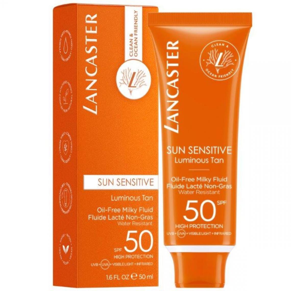 fluide-lacte-non-gras-visage-sun-sensitive-spf-50-lancaster-solaire_3234475_1140x1140_d64dc556-ecdf-4fa1-8d58-2fab7688b3b3 LANCASTER BEAUTY - Sun Sensitive Crème Solaire Visage Sans Huile SPF50 - 50ml – Image 1