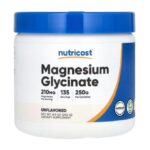 Nutricost Magnesium Glycinat Poudre 210 mg, Non aromatisé, 250 g