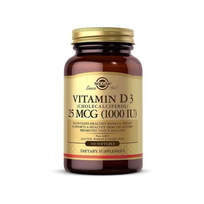 solgar-vitamin-d3-cholecalciferol-25-mcg-1000-iu-100-softgels- Solgar Vitamin D3 (Cholecalciferol), 25 mcg (1,000 IU), 100 Softgels Sticker – Image 1