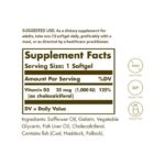 Solgar Vitamin D3 (Cholecalciferol), 25 mcg (1,000 IU), 100 Softgels Sticker – Image 2