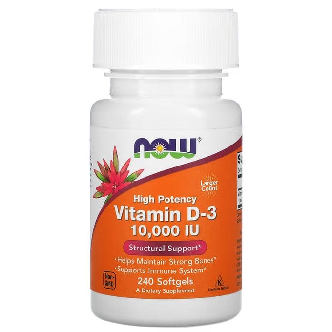 now-foods-vitamin-d3-10000-iu-240-gelules- Now Foods Vitamin D3, 10000 IU - 240 gelules – Image 1