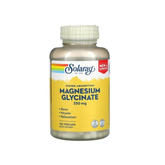 solaray-magnesium-glycinate-350-mg Solaray Magnesium Glycinate, 350 mg, 120 VegCaps. – Image 1