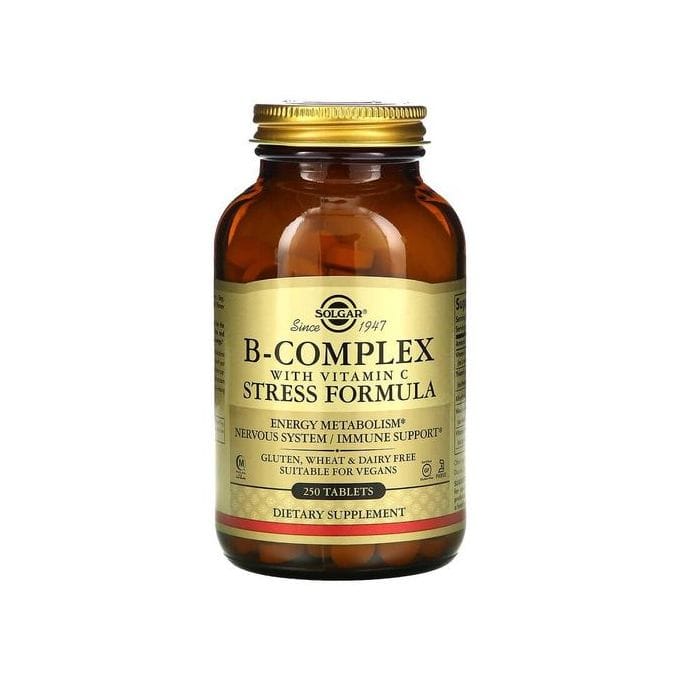 solgar-complexe-de-vitamines-b-avec-formule-anti-stress-a-la-vitamine-c-250-comprimes Solgar Complexe de vitamines B avec formule anti-stress à la vitamine C, 250 comprimés – Image 1