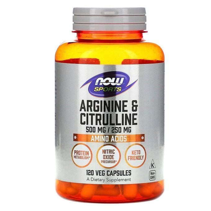 sports-arginine-et-citrulline-120-capsules-vegetariennes- Now Foods Sports, Arginine et citrulline, 120 capsules – Image 1