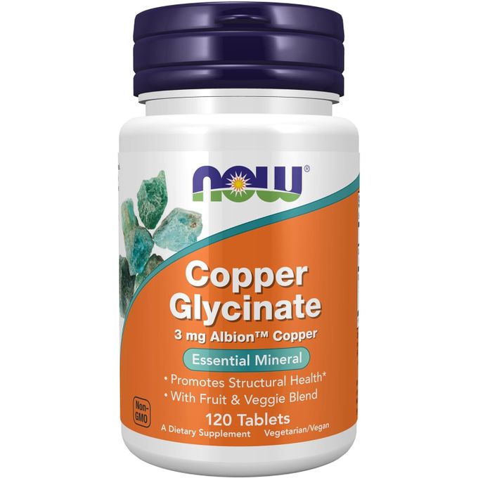 now-foods-cuivre-glycinate-sante-structurelle-3-mg-120-comprimes Now Foods Cuivre Glycinate Santé structurelle, 3 mg, 120 comprimés – Image 1