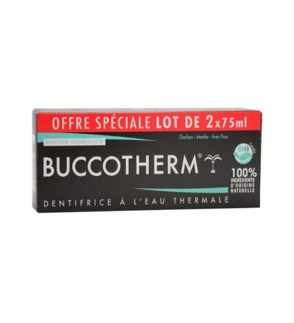 Buccotherm-Dentifrice-Charbon-Noir-75ml-x2-PACK.jpg Buccotherm Dentifrice Charbon Noir 75ml x2 PACK – Image 1