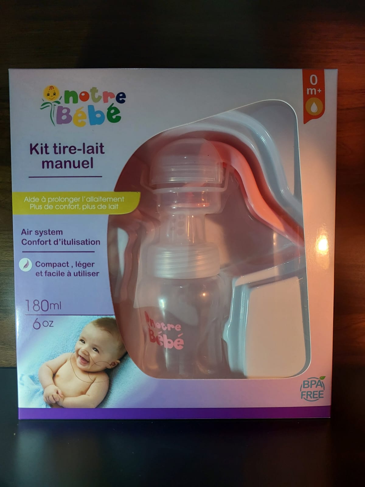 NOTRE-BEBE-KIT-TIRE-LAIT-MANUEL.jpg NOTRE BEBE TIRE LAIT MANUEL AIR SYSTEM CONFORT UTILISATION 180 ML – Image 1