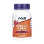 NOW Foods, Mega D-3 et MK-7, 180 µg (5000 UI), 60 capsules végétariennes