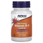NOW Foods, Vitamine D3, Haute efficacité, 50 µg (2000 UI), 120 capsules