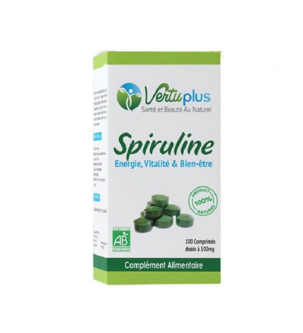 Vertu-Plus-Spiruline-100-Comprimes.jpg Vertu Plus Spiruline 100 Comprimés – Image 1