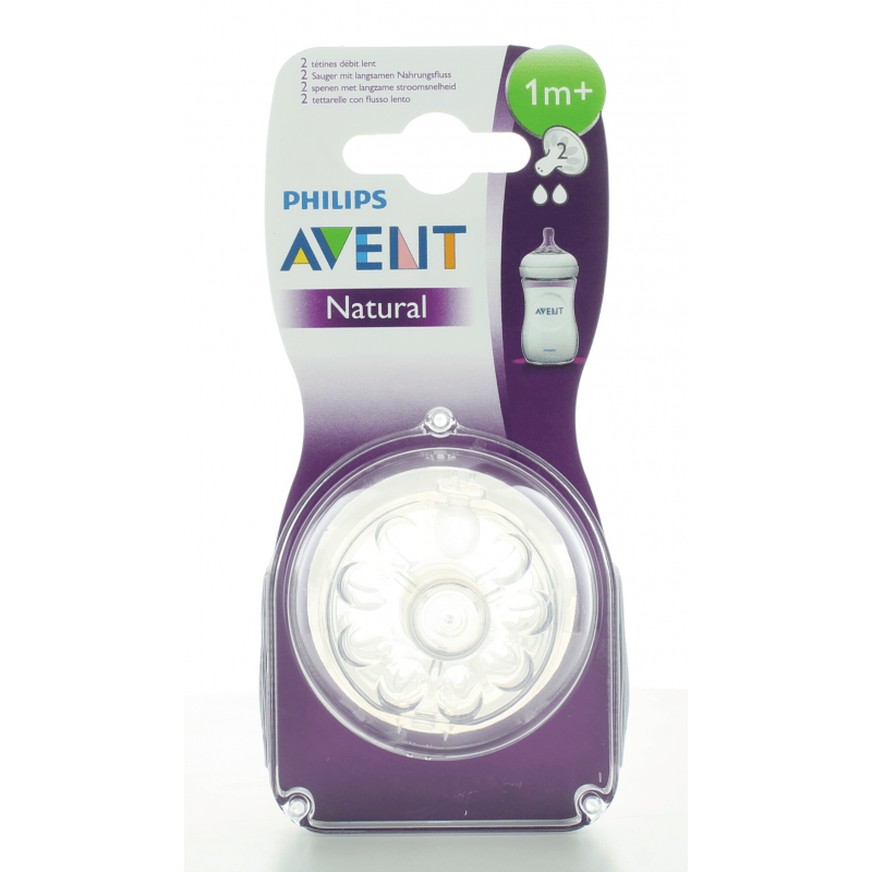 tetine-philips-avent-natural-debit-lent-1m-x2.png AVENT TETINE NATURAL 1 MOIS – PHILIPS – Image 1